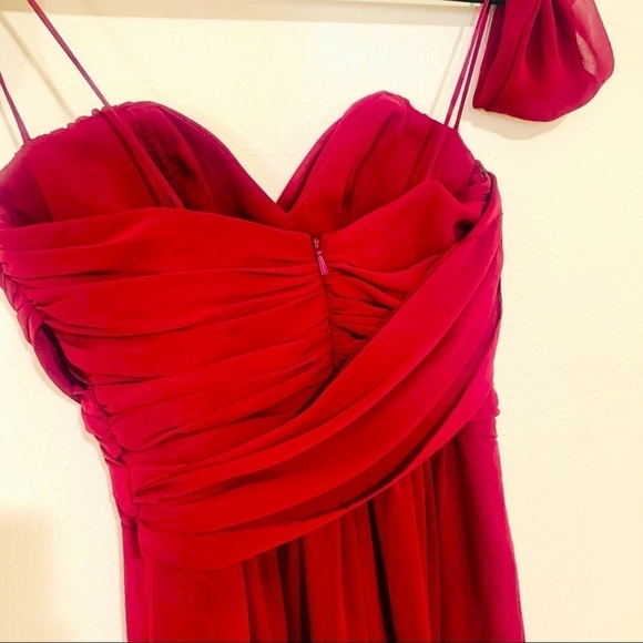 Hayley Paige Burgundy Chiffon Dress prom size 4 - Picture 7 of 7